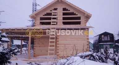 Видеоотзыв о строительстве полутораэтажного дома 6х12 м с террасой из профилированного бруса 145х195 мм по индивидуальному проекту в городе Ярославль