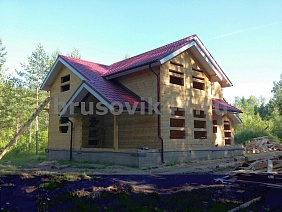 Дом с гаражом 10х12 м из профилированного бруса 145х145 мм в Рязанской области - фото процесса строительства