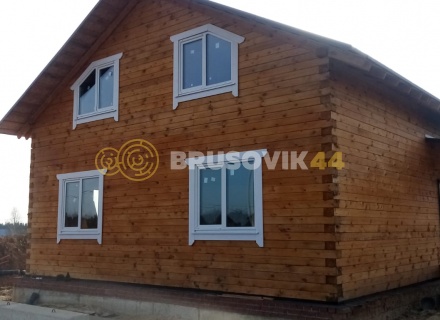 Полутораэтажный дом 9х9 м из профилированного бруса 145х195 мм по индивидуальному проекту в д. Малые Козлы, Калужской области