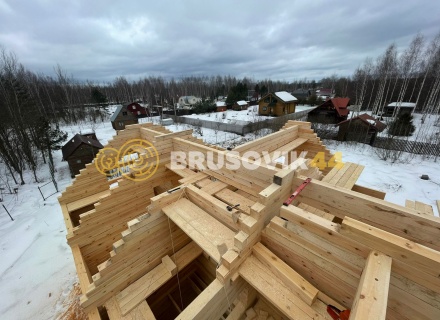 Дом 9х11м из обрезного бруса 150х150 мм по индивидуальному проекту в СТ Союз-Чернобыль-Сестрореченское, Дмитровский р-н., Московская область