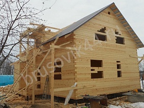 Зимнее строительство дома из бруса - фото процесса строительства