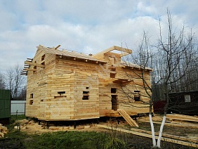 Строительство дома из бруса  - фото процесса строительства
