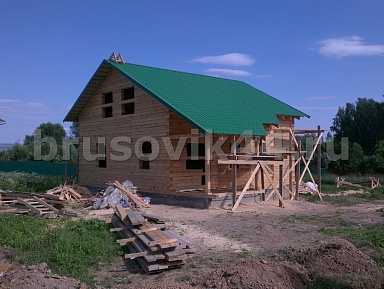 Дом 9,3х13 м из обрезного бруса 150х200 мм, Проект № 6, в Московской области - фото процесса строительства
