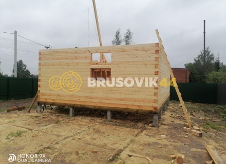 Дом 6х9м с ломаной крышей из профилированного бруса 145х145мм в с. Атепцево, Наро-Фоминский район, Московская область