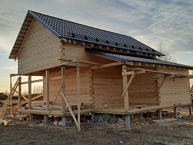 Дом 9х9 из профилированного бруса 145х195 мм, Костромская область, поселок Зарубино - фото процесса строительства