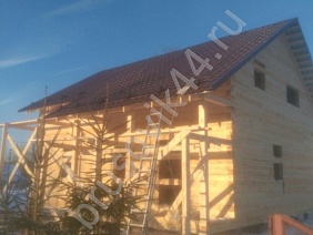 Дом 9,4х9,5 м по проекту № 1 из обрезного бруса 150х150 мм - фото процесса строительства