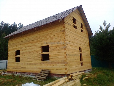 Дом из бруса 6х9 м из обрезного бруса 150х150 мм в Московской области - фото процесса строительства